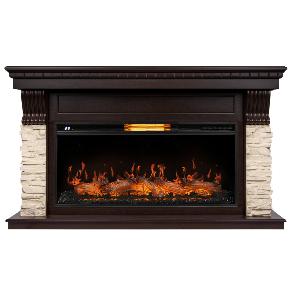 Каминокомплект: Очаг Royal Thermo Aurora RTFP/P-AR40LS, портал Michigan 40 камень мол., шпон т.дуб
