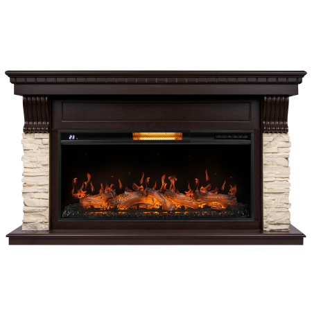 Каминокомплект: Очаг Royal Thermo Aurora RTFP/P-AR40LS, портал Michigan 40 камень мол., шпон т.дуб