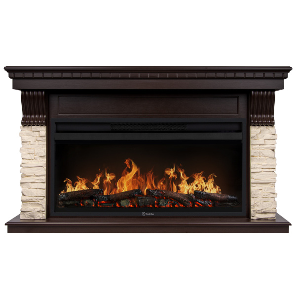 Портал Firelight Michigan 40 камень молочный, шпон темный дуб