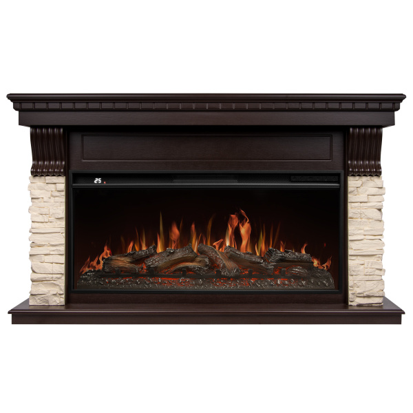 Портал Firelight Michigan 40 камень молочный, шпон темный дуб