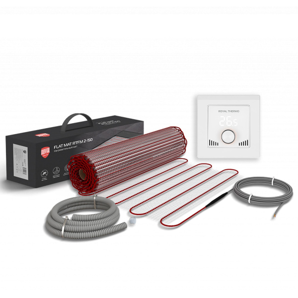 Мат нагревательный Royal Thermo Flat Mat RTFM 2-150-1 с терморегулятором RTI-16